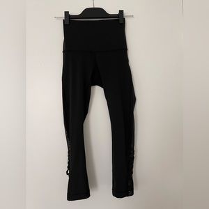 Lululemon leggings, black, cropped, with mesh detailing